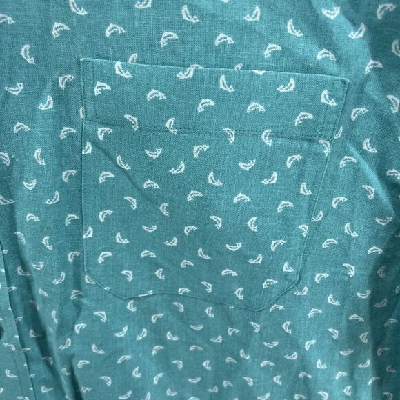 Southern Tide Mens Shirt‎ Sz XL Fish Toss Short Sleeve Linen Blend Tidal Wave - Picture 2 of 6